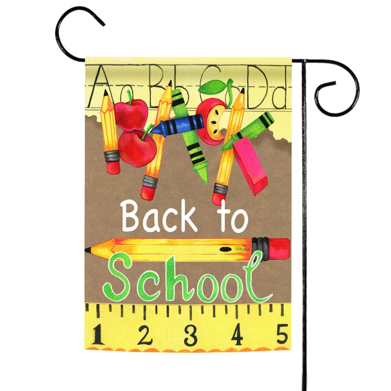 Toland Home Garden Yellow and Brown Back To School Supplies Outdoor Garden Flag 18" x 12.5"